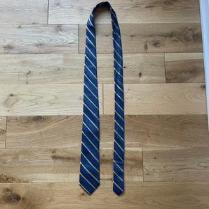 The Tie Bar blue and gold striped tie